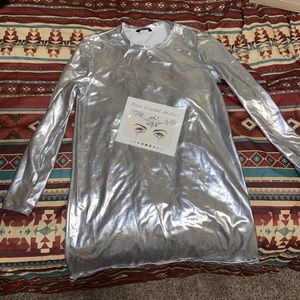 Mod Rave Halloween Retro Holographic Silver Dress Small